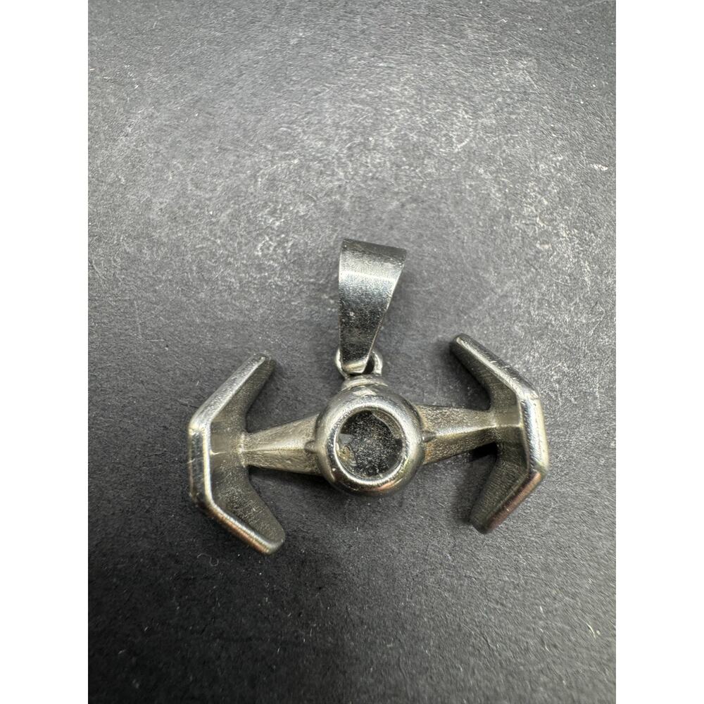 TFI Signed Star Wars Tie Fighter Metal Stainless Steal 3D Pendant 24.8mm